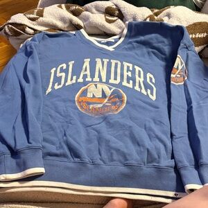47 Blue Islanders Crewneck with White and Orange Accents
